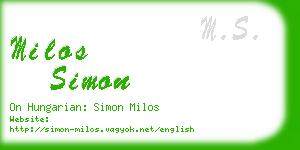 milos simon business card